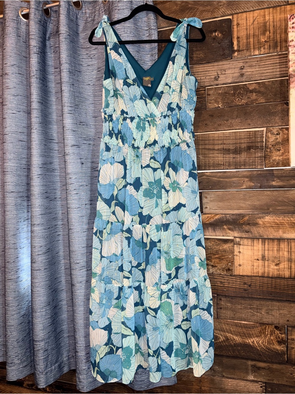 Taylor Blue and Green Floral Maxi Dress
